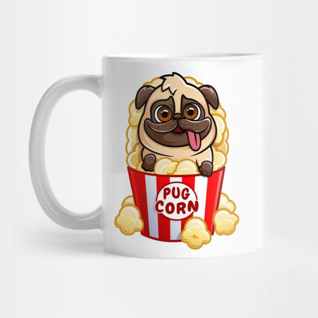 Pug Corn - Funny Popcorn Dog Pun by PnJ